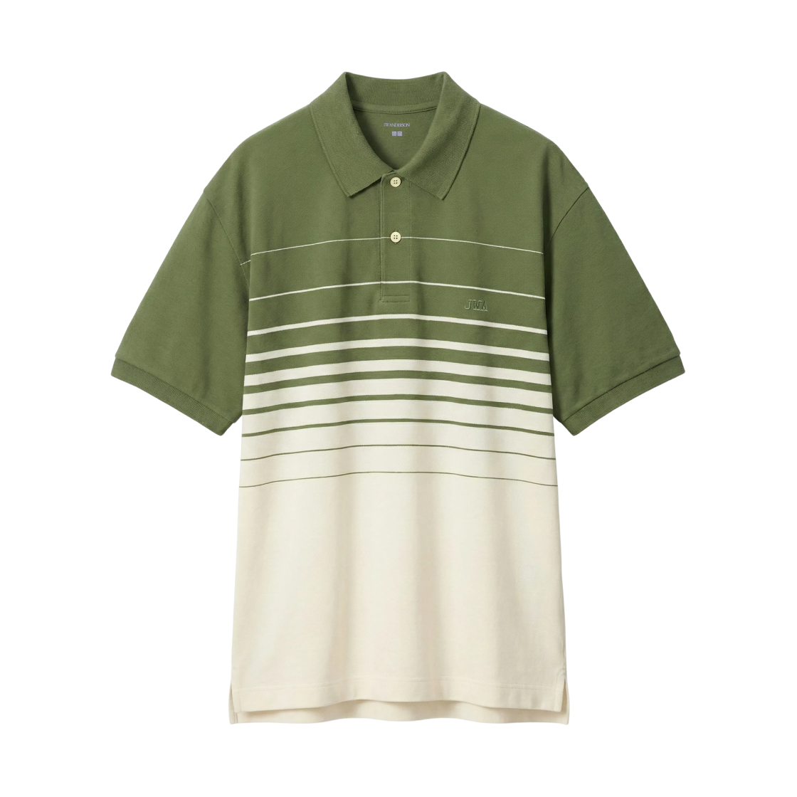 유니클로 x JW 앤더슨 드라이 피케 스트라이프 폴로 패널 셔츠 올리브(Uniqlo x JW Anderson Dry Pique Striped Polo Panel Shirt Olive) - 1