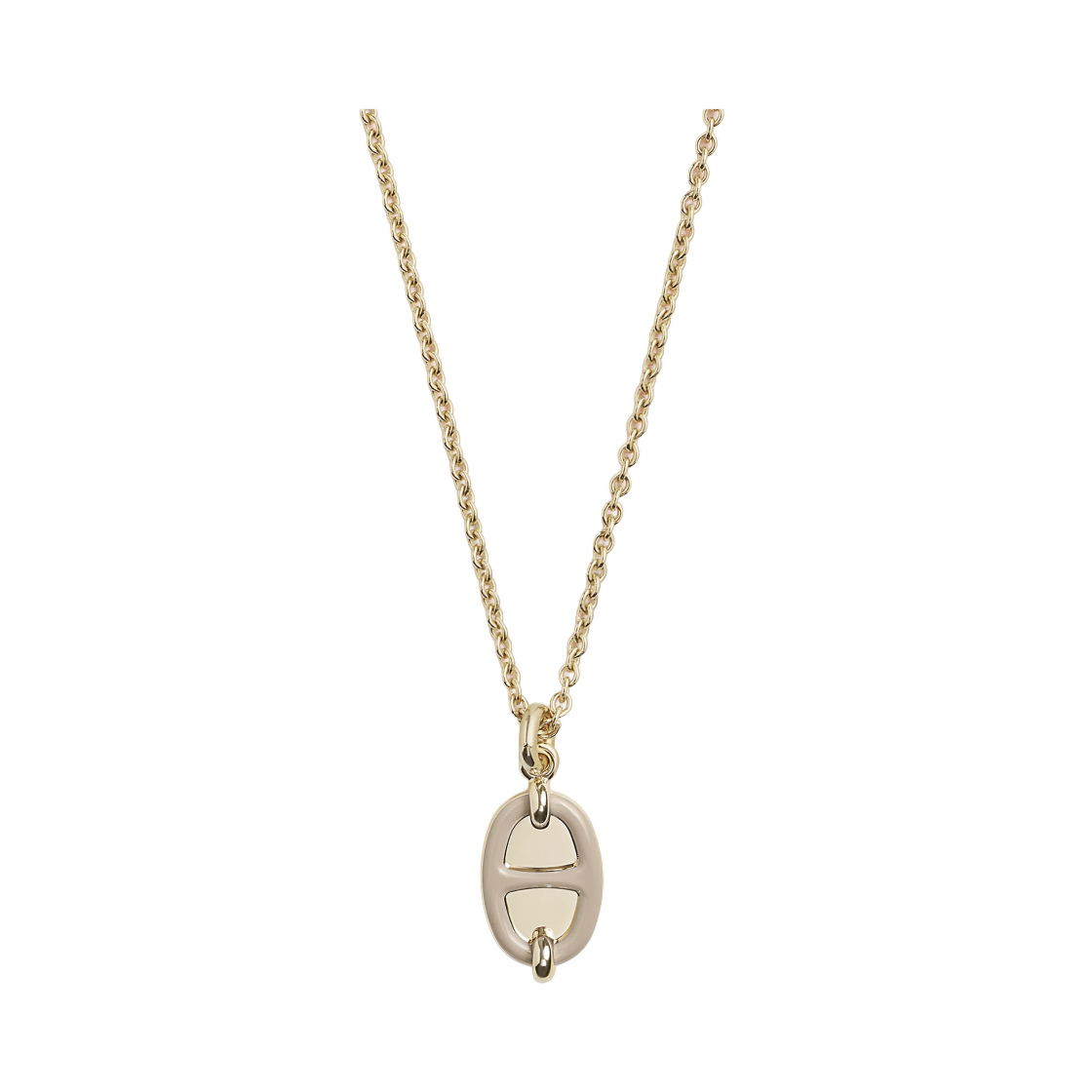 (W) 에르메스 미니 마이옹 펜던트 스몰 모델 메탈 옐로우 골드 하드웨어 & 마롱 글라세((W) Hermes Mini Maillon Pendant Small Model Metal Yellow Gold & Marron Glace) - 1