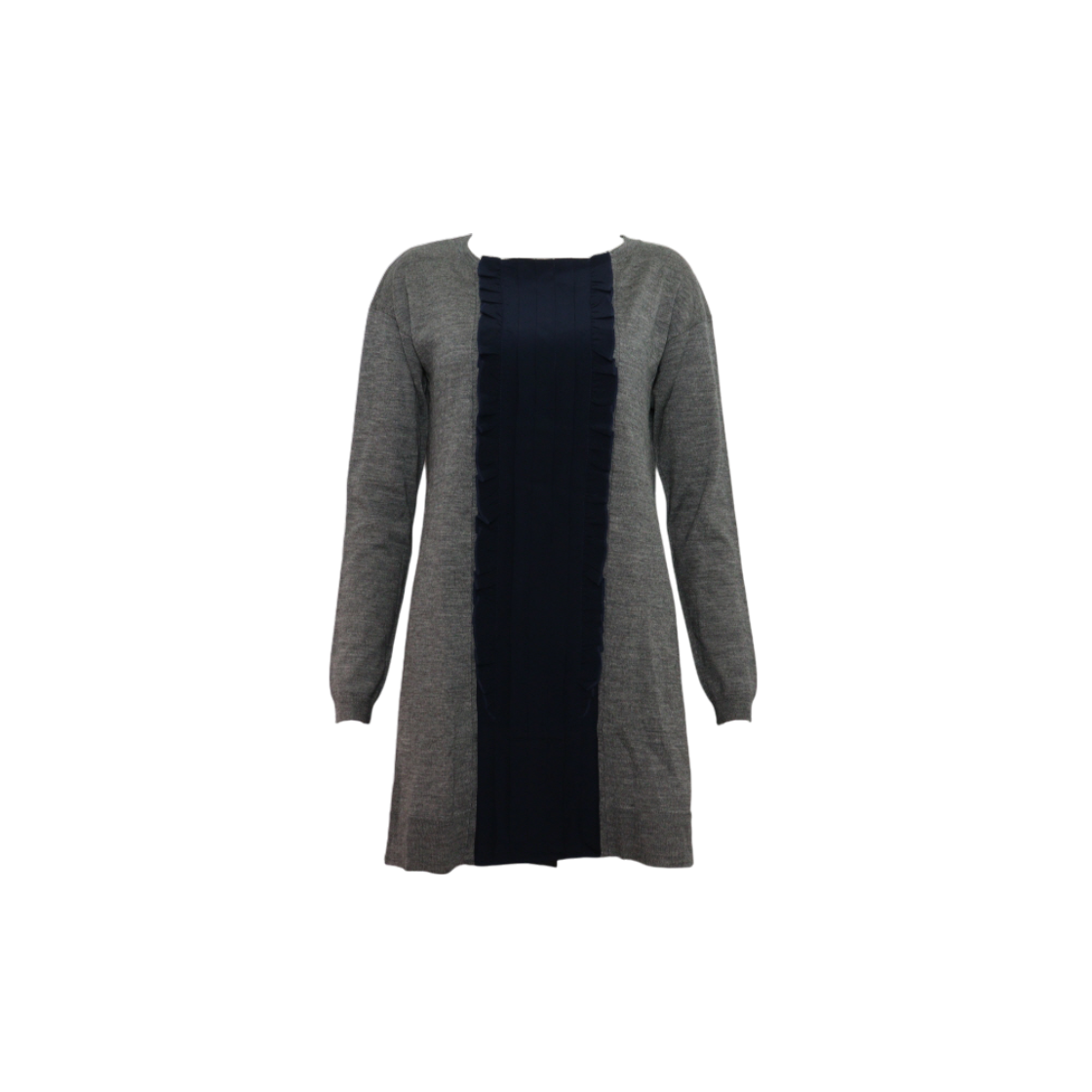 IT4IQV5OB8K8 Miu Miu Gray Wool Frill Detail Dress