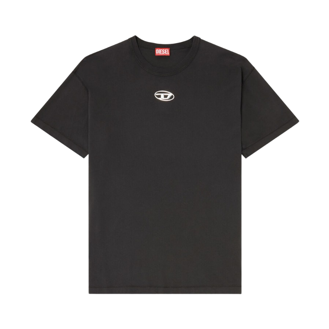 디젤 메탈릭 오발 D 로고 라이트 코튼 티셔츠 블랙(Diesel Light Cotton T-Shirt with Metallic Oval D Logo Black) - 1