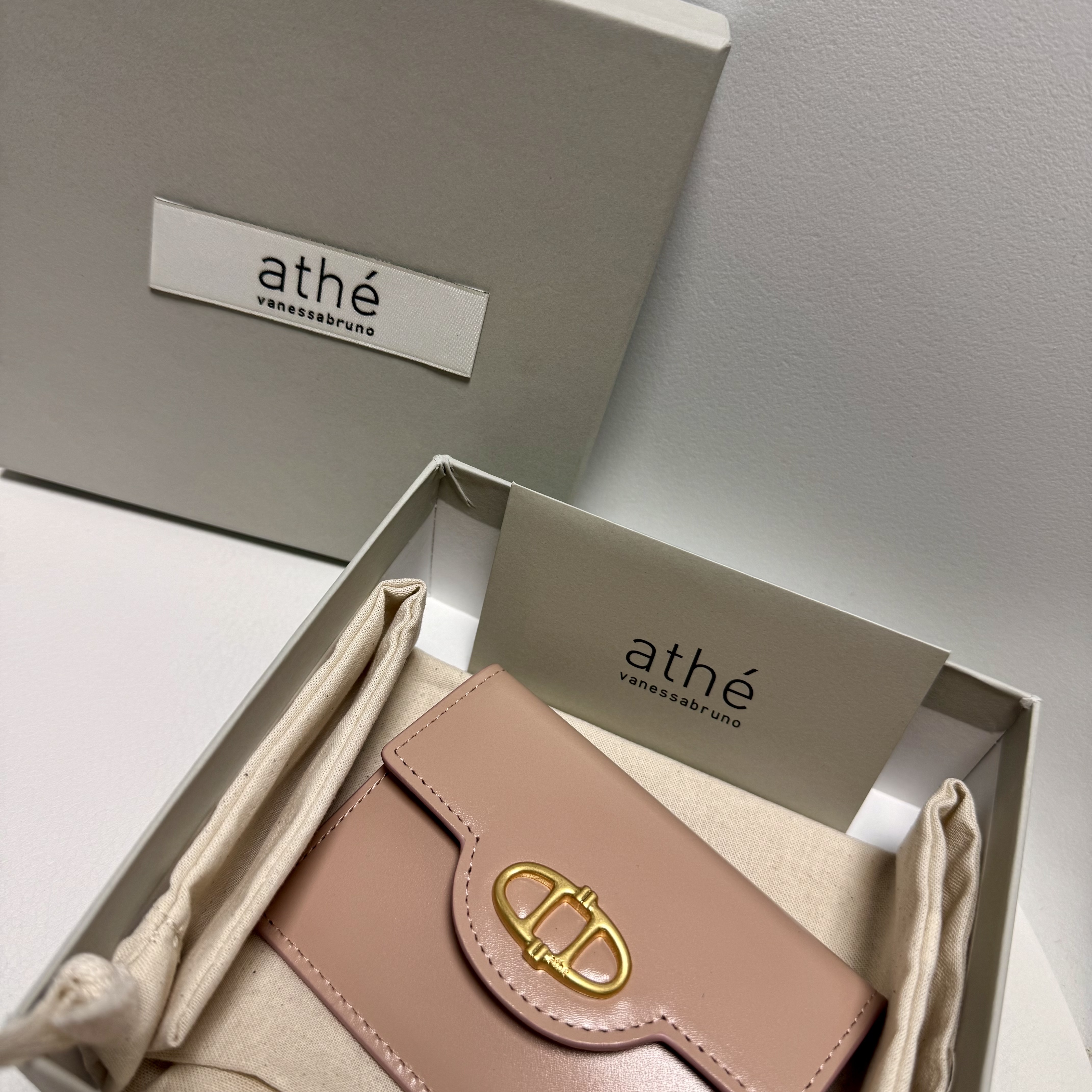 Athe Vanessabruno Bottalato Flap Card Wallet Pale Pink 착용 스타일
