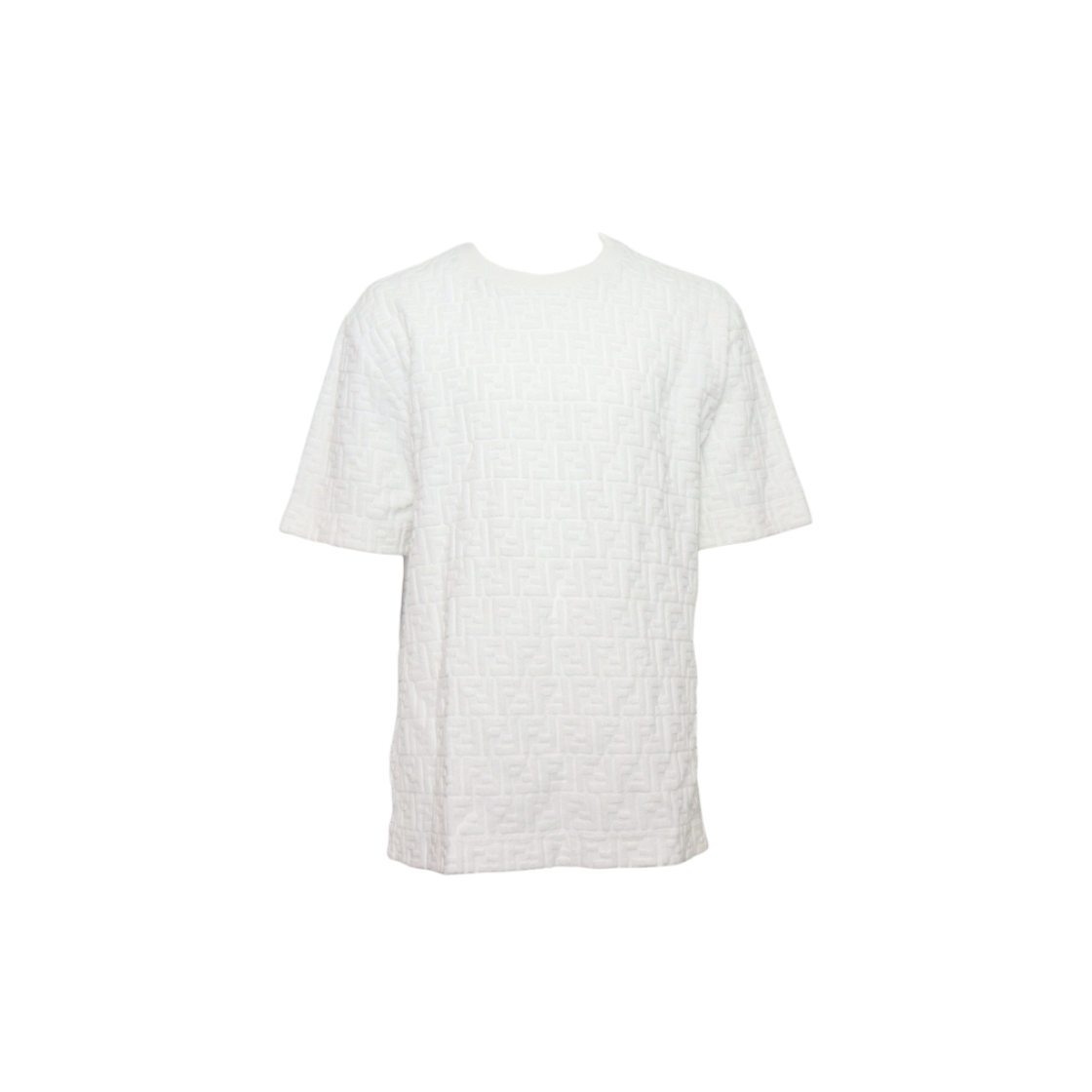 ITVOWMF2VNJ7 Fendi FY0936 White Terry FF Logo Men's T-Shirt