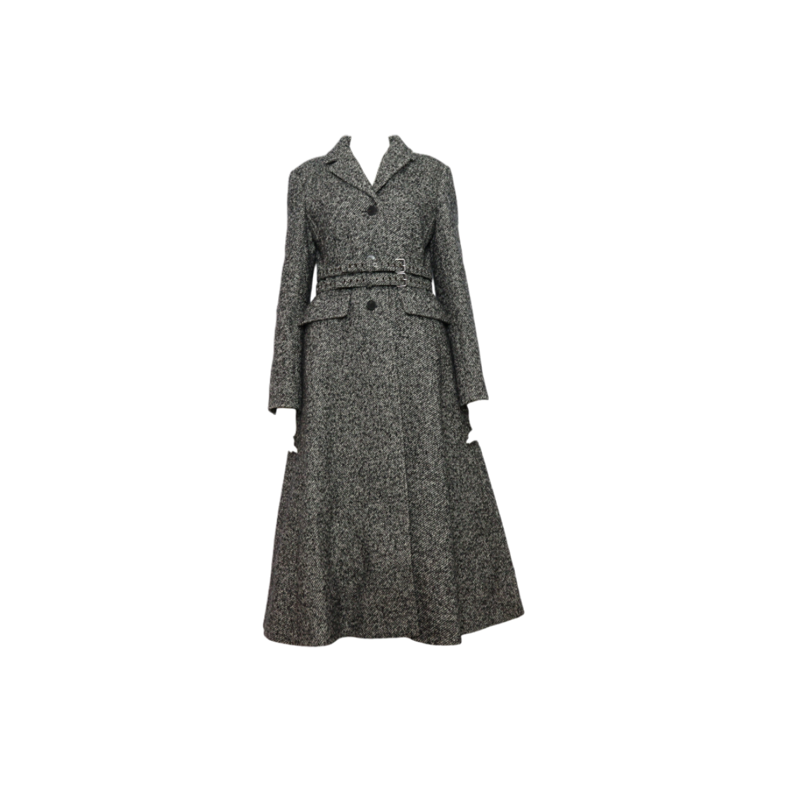 ITCM6SFSMI95 Dior Herringbone Belted Long Coat for Women