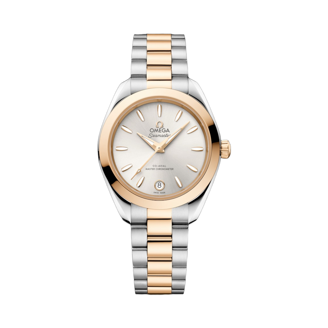 (W) 오메가 씨마스터 아쿠아 테라 150M 오토매틱 코 액시얼 마스터 크로노미터 30mm 스틸 문샤인 골드 실버 (투명 케이스백 버전)((W) Omega Seamaster Aqua Terra 150M Automatic Co Axial Master Chronometer 30mm Steel Moonshine Gold Silver (Transparent Caseback Ver.)) - 1