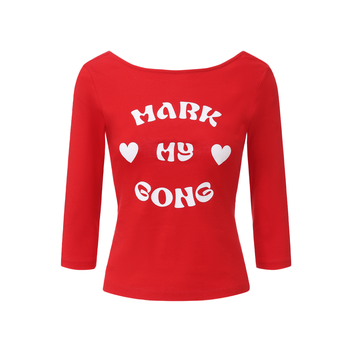 KW6BTSSGO02RD Markgong Women Mark My Gong Printed Red 3/4 Sleeve Cowl Neck Backless Top Red - 26SS