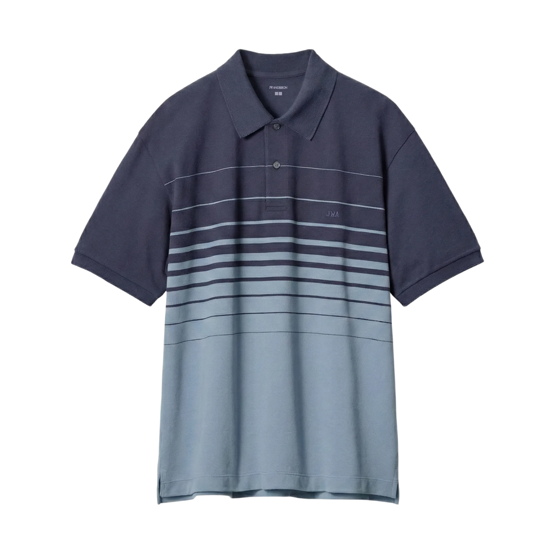 485568-69 Uniqlo x JW Anderson Dry Pique Striped Polo Panel Shirt Navy