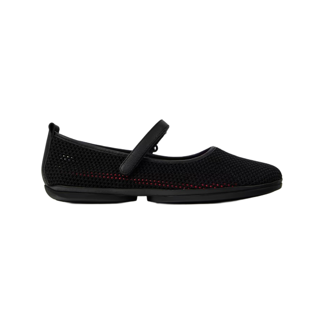 (W) 캠퍼 라이트 니나 텐셀 메쉬 레더 발레리나 블랙((W) Camper Right Nina Tencel Mesh and Leather Ballerinas Black)