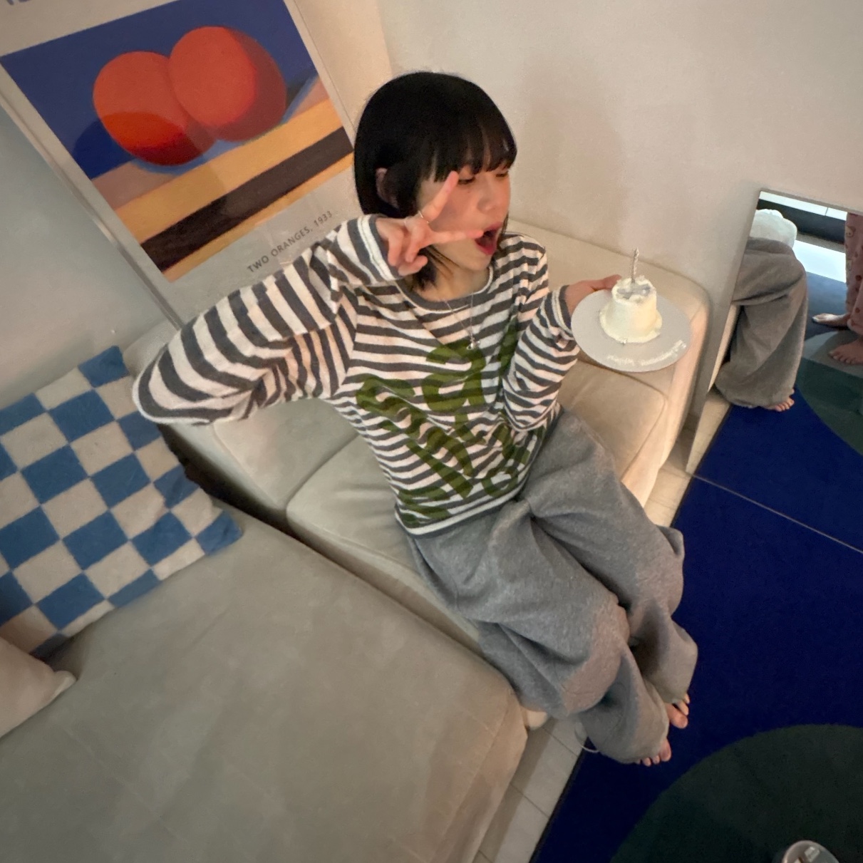 [KREAM 단독] Safarispot Ticketing Stripe Border Tee Gray, Vivienne Westwood Mini Bas Relief Pendant Silver 착용 스타일 - 2