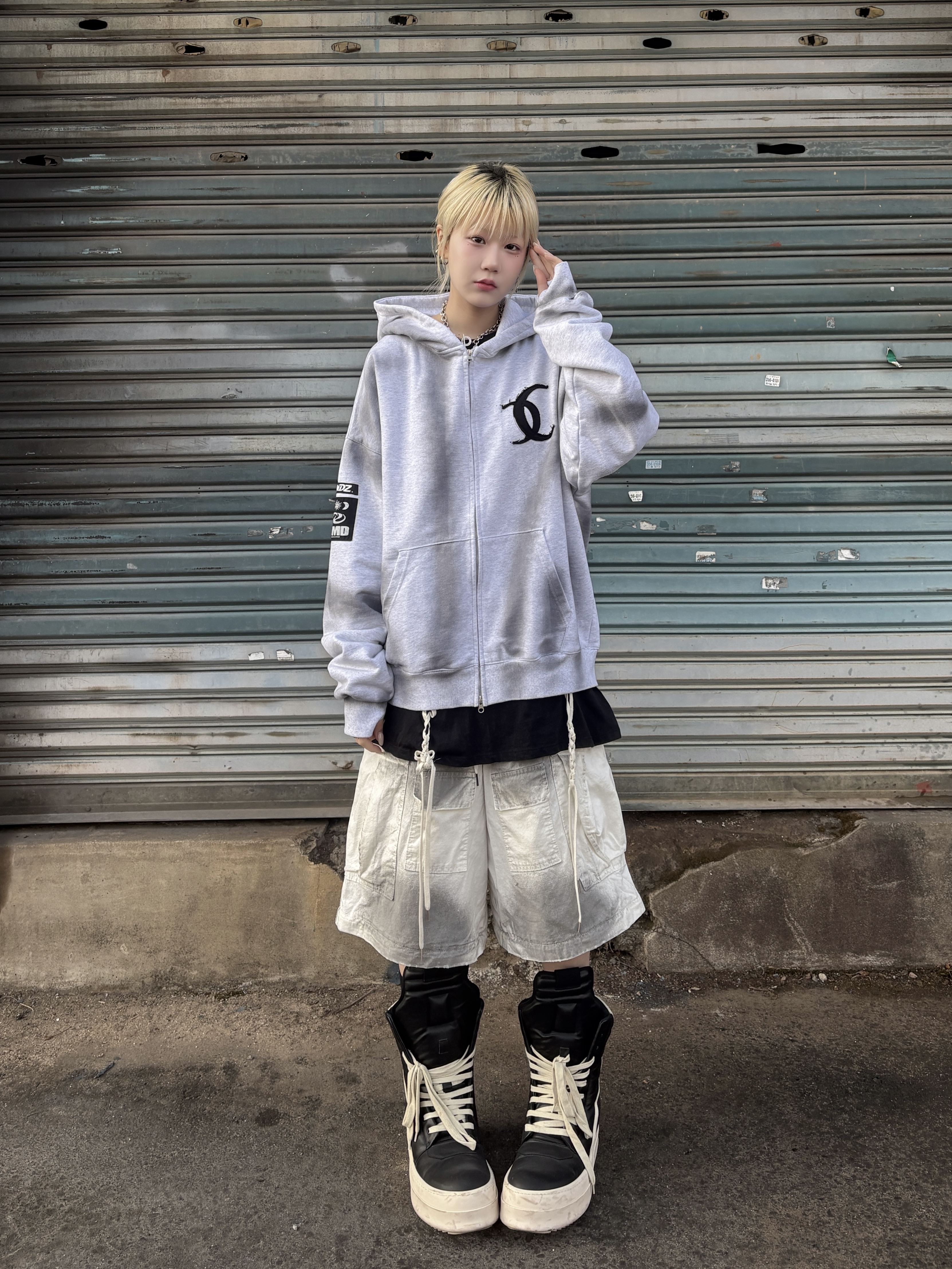 Rick Owens Mega Bumper Geobasket Black Milk 착용 스타일 - 3