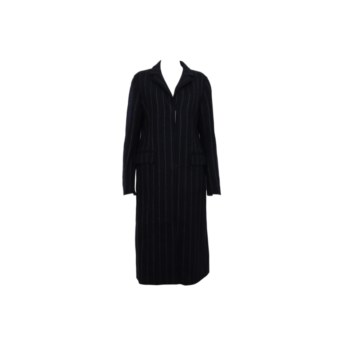 ITIEEGSW75EQ LORO PIANA FAI0579 Navy Stripe Women's Long Coat Jacket