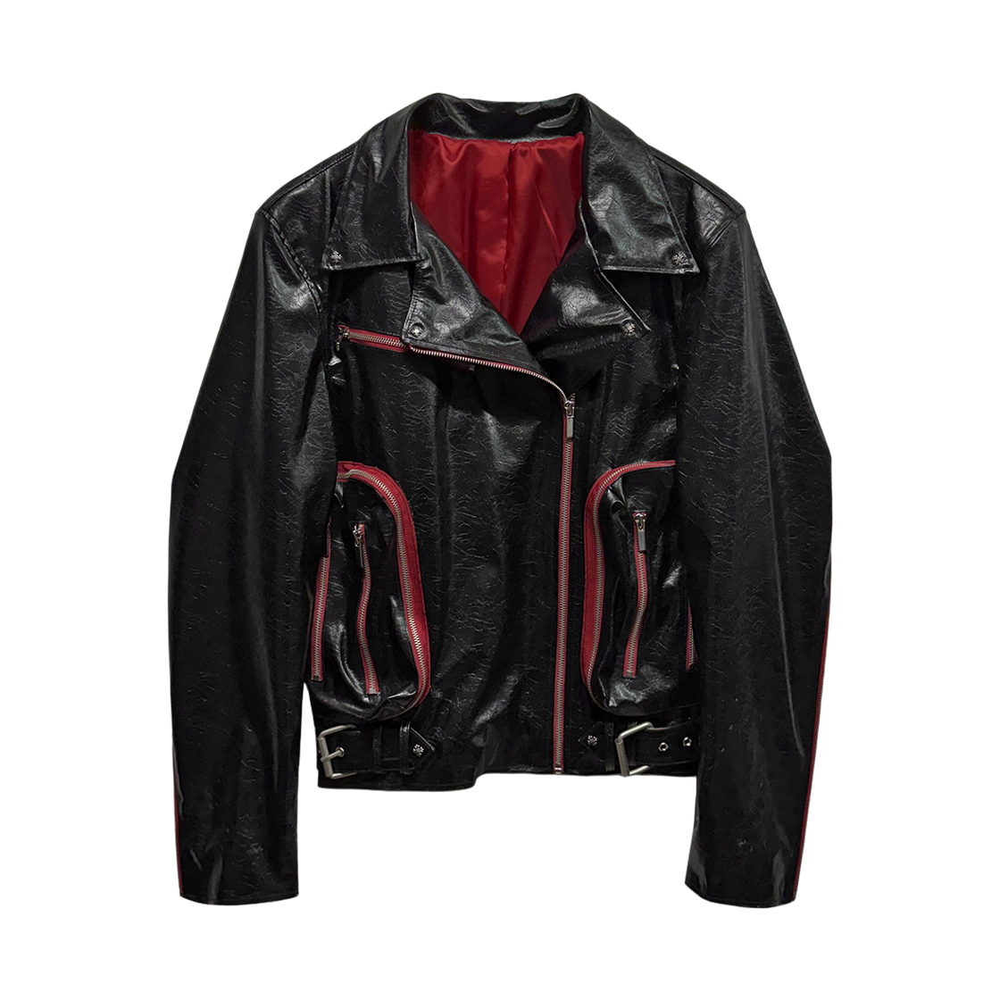 랜 아카이브 0120 글로시 레더 라이더 자켓 - 블랙(LAN ARCHIVE 0120 Glossy Leather Rider Jacket - Black) - 1