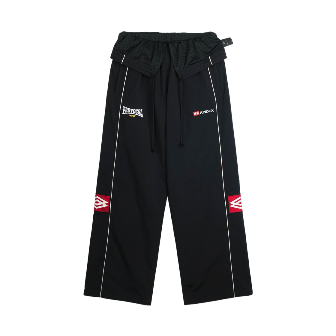 프로토콜 인덱스 폴디드 웨이스트 트랙 팬츠 블랙(Protocol Index Folded Waist Track Pants Black)