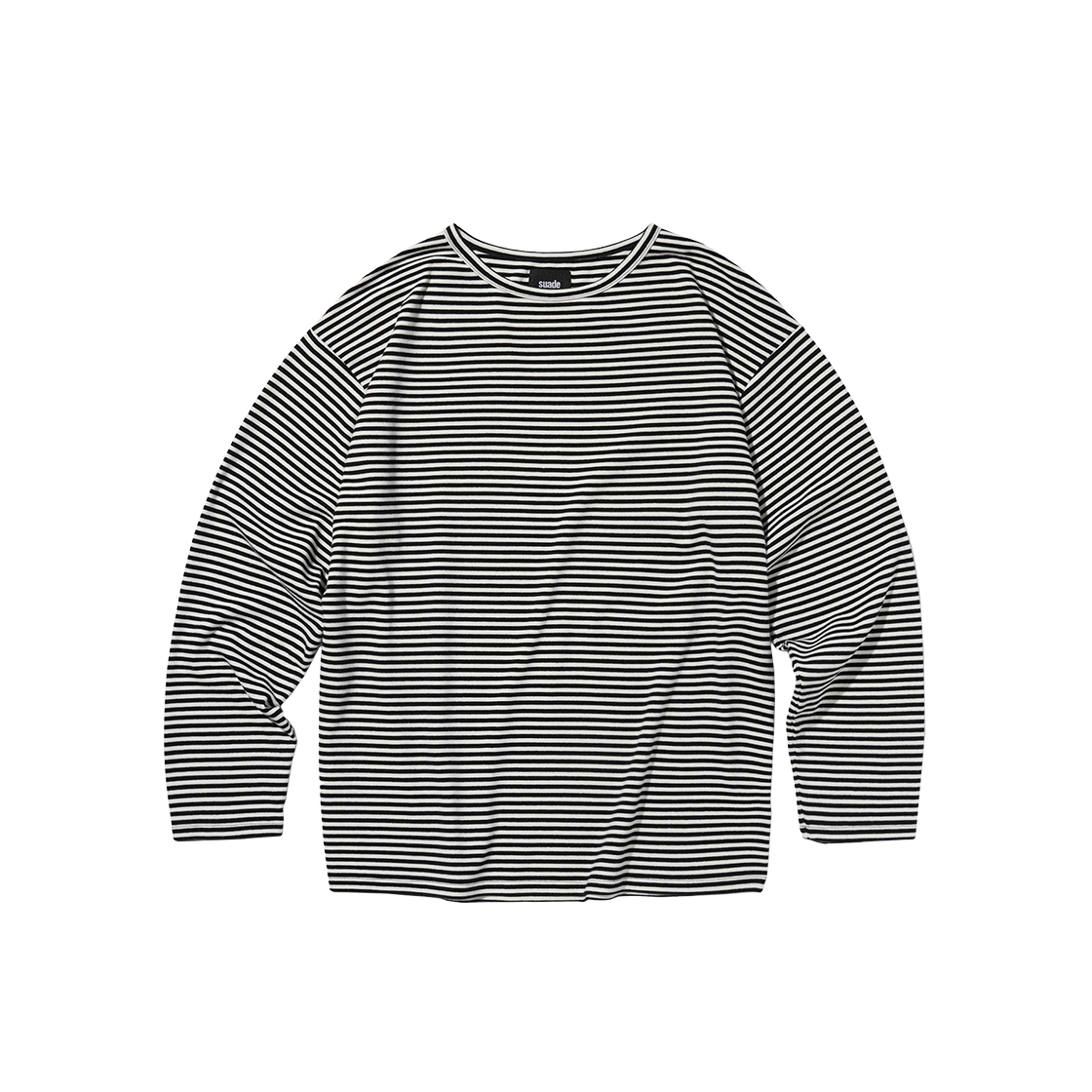 스웨이드 베이직 스트라이프 롱 슬리브 블랙(Suade Basic Stripe Long Sleeve Black)