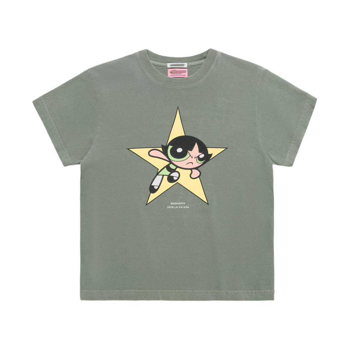 매드해피 x 파워퍼프걸 버터컵 슈렁큰 티셔츠 오레가노(Madhappy x The Powerpuff Girls Buttercup Shrunken T-Shirt Oregano)