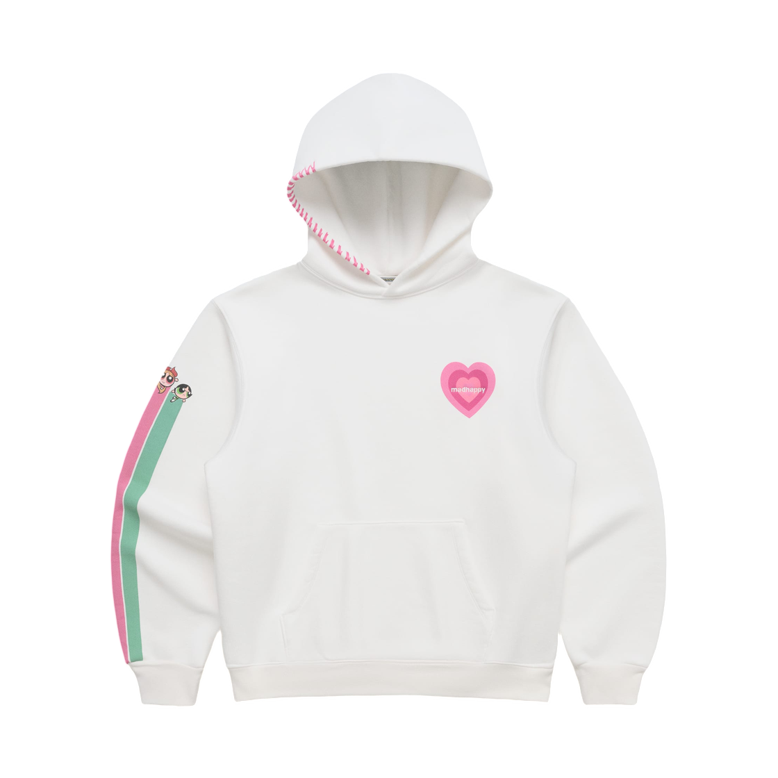 매드해피 x 파워퍼프걸 하트 후드 화이트(Madhappy x The Powerpuff Girls Heart Hoodie White)