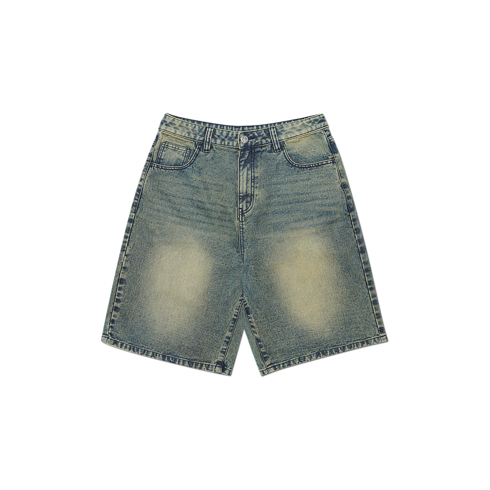 노매뉴얼 워시드 데님 하프 팬츠 워시드 블루(NOMANUAL Washed Denim Half Pants Washed Blue) - 1