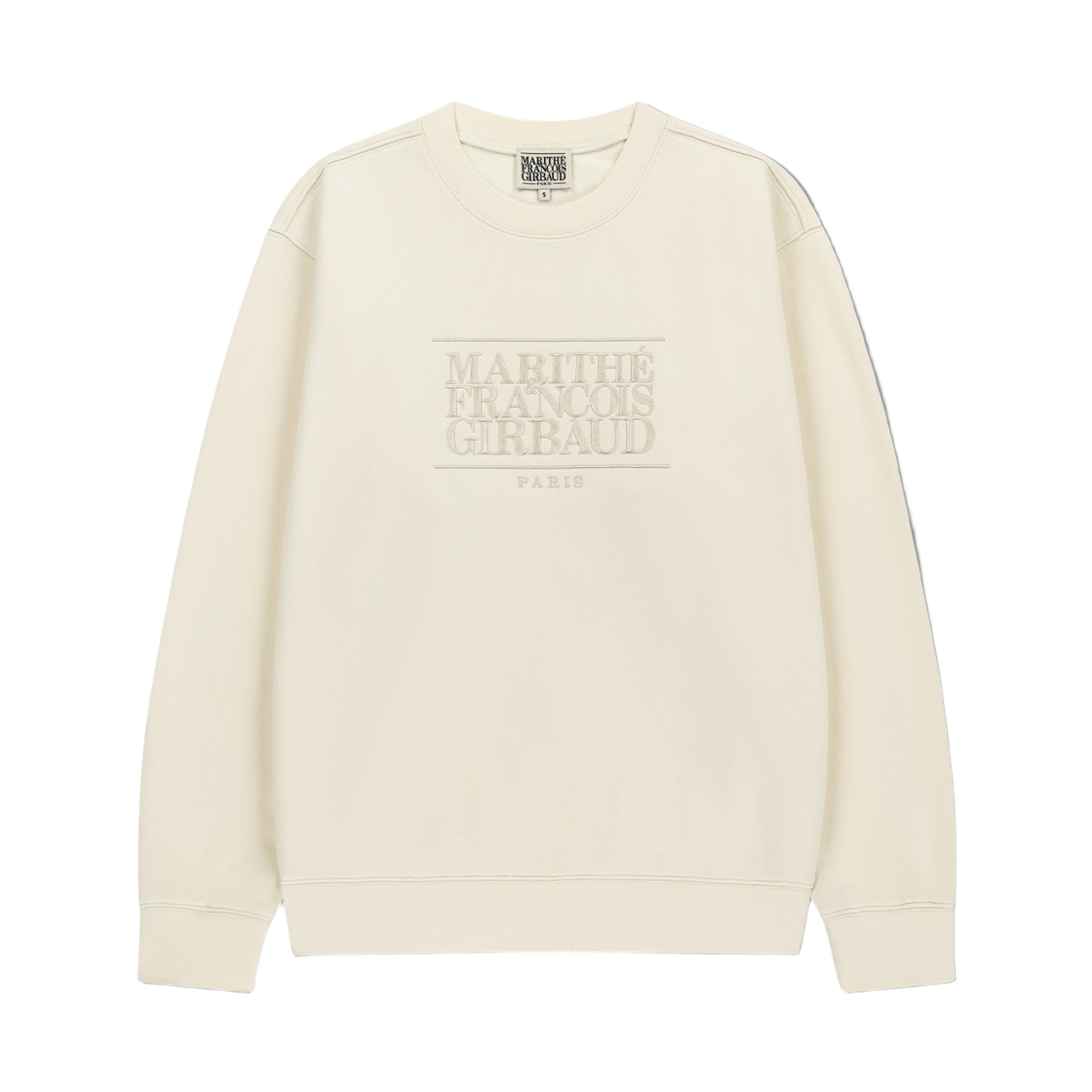 - Marithe Francois Girbaud Classic Logo Embroidery Brushed Sweatshirt Cream