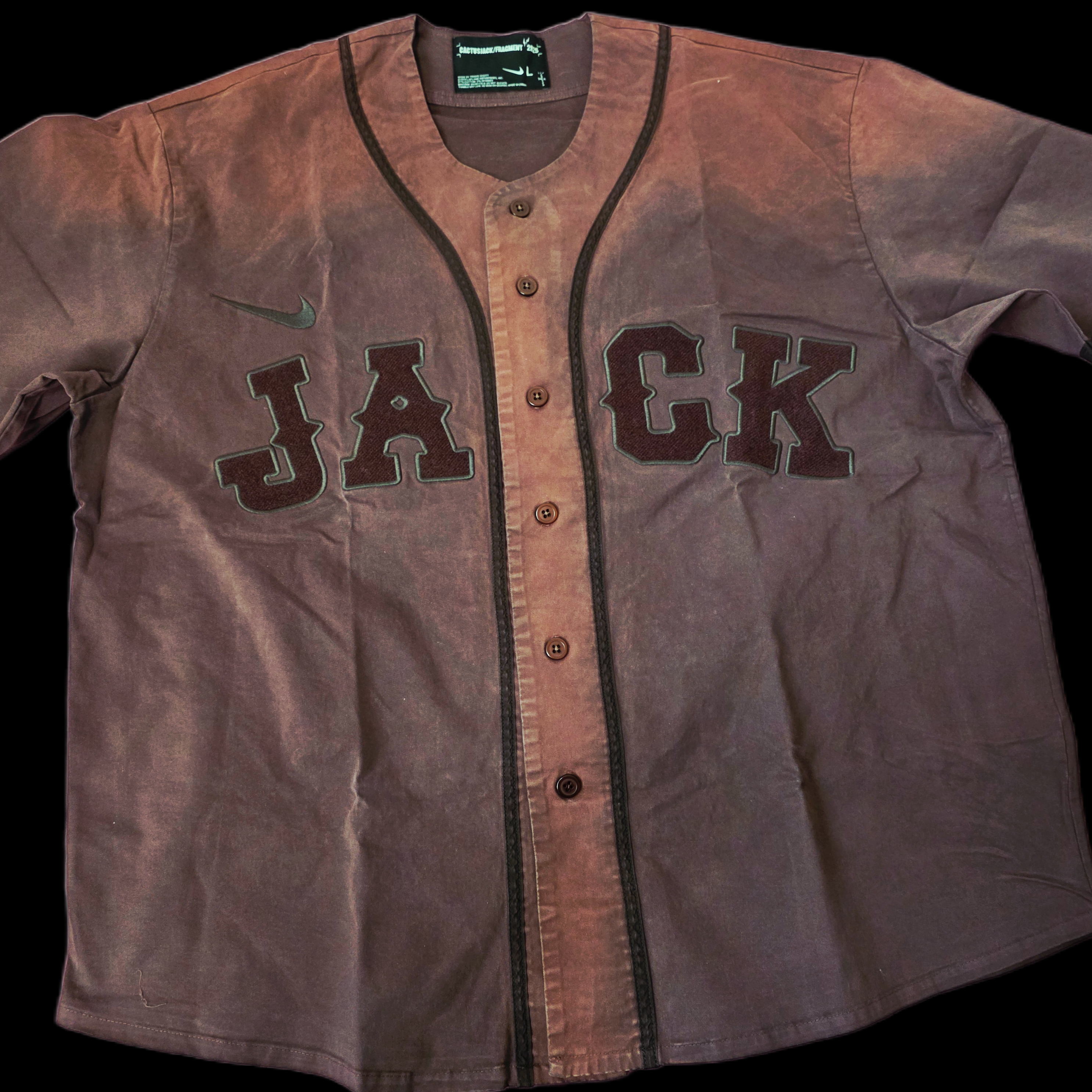 Travis Scott Cactus Jack x Fragment x Nike Tokyo Jack Retro Baseball Jersey Brown 착용 스타일 - 1