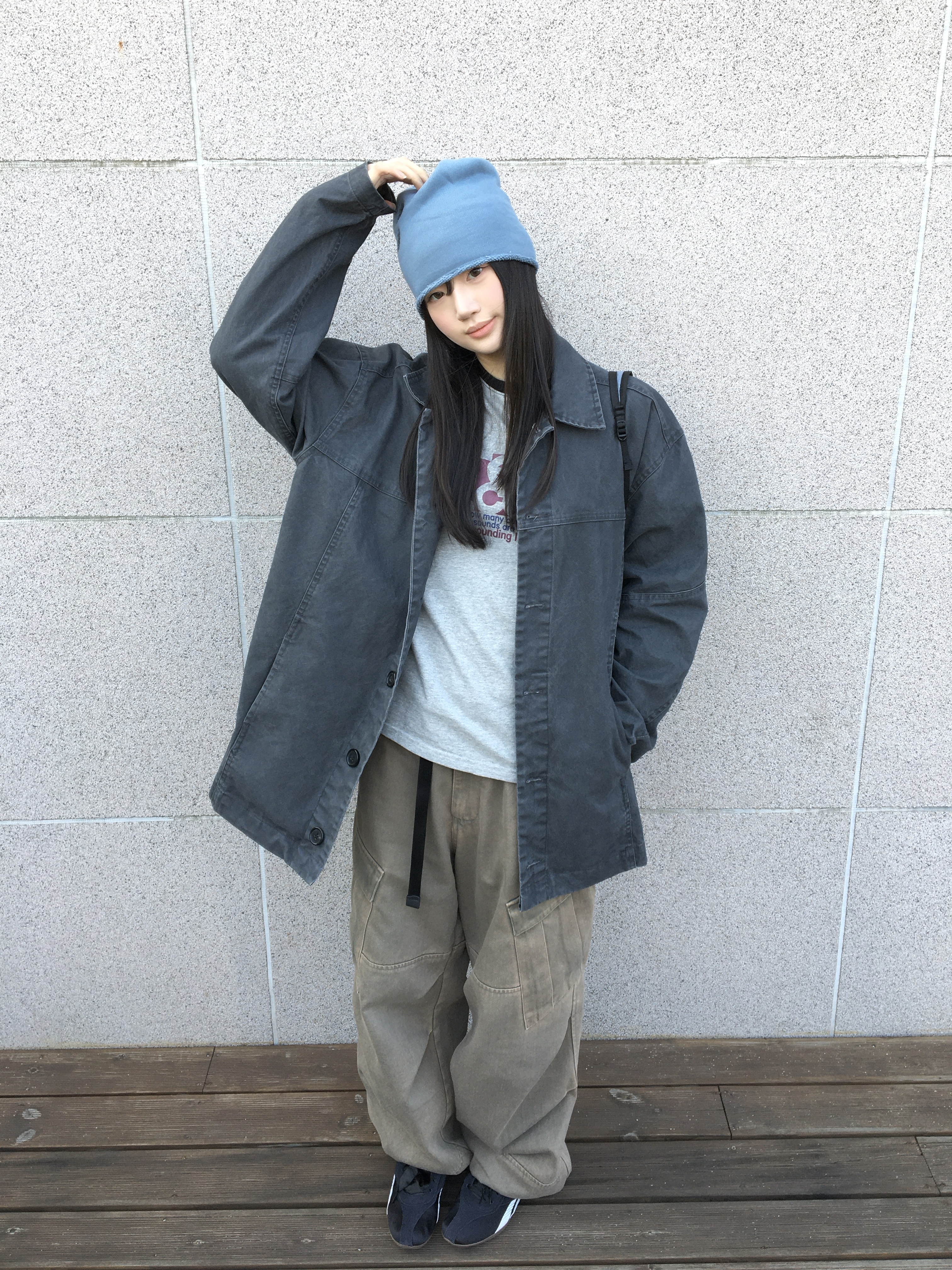 Hatchingroom Mil Pants Washed Olive, Heisan Ultra-light Compact Pocketbag V2 - Lightblue (M) 착용 스타일 - 1