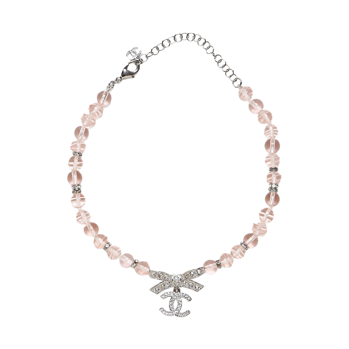 샤넬 디아망테 실버 핑크 스트라스 초커(Chanel Diamante Strass Choker - Silver Pink)