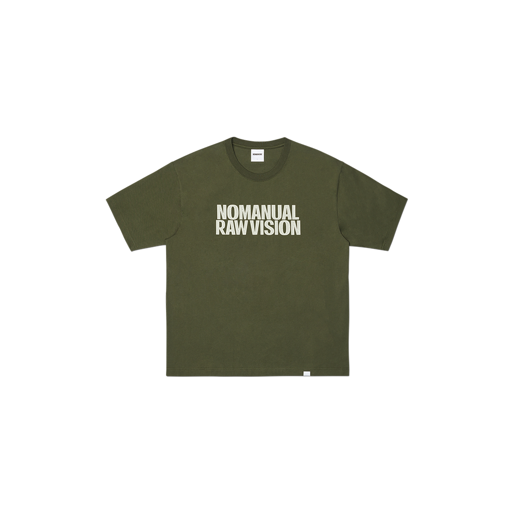 NMSS62TS18KHA NOMANUAL Rough Texture Print T-Shirt Khaki