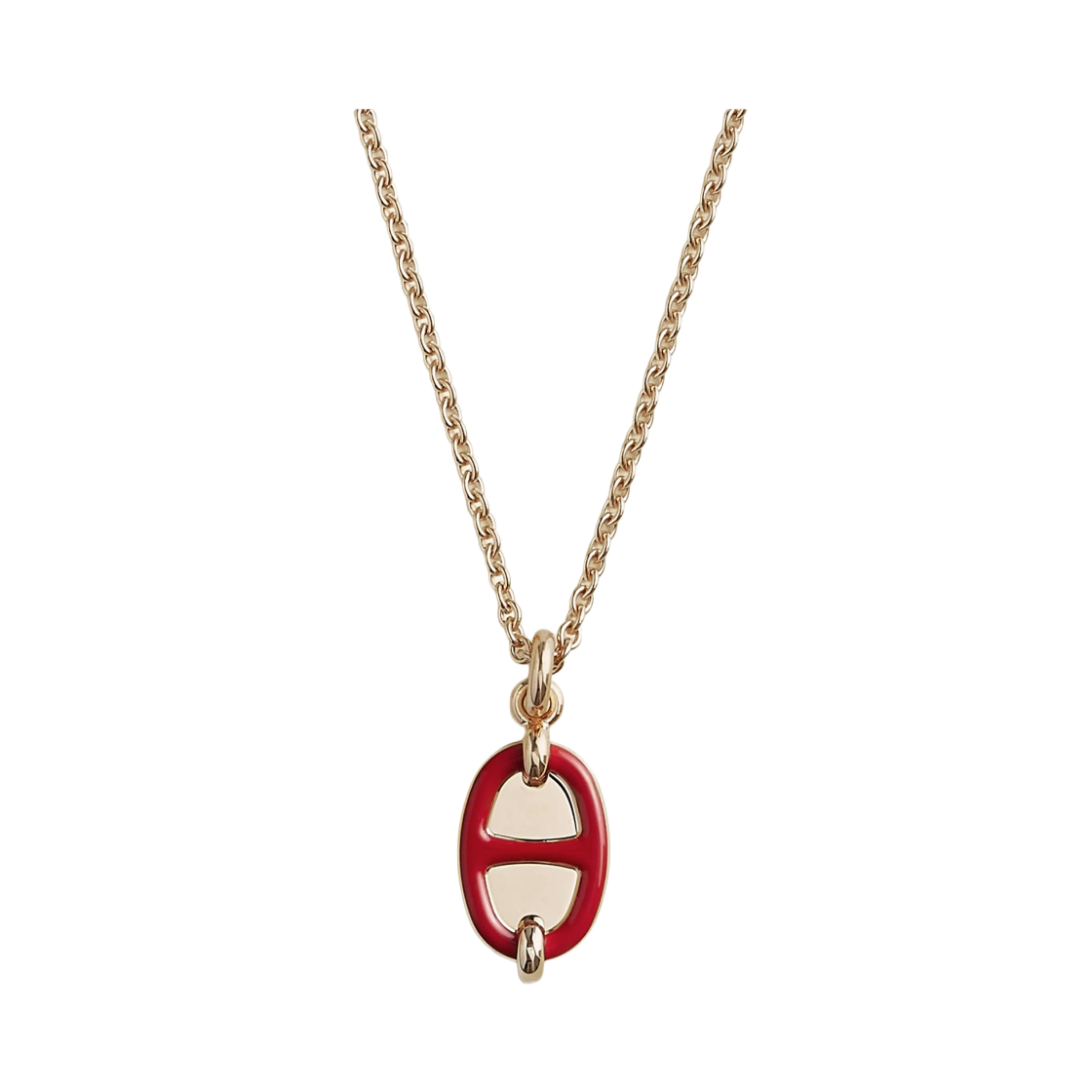 (W) 에르메스 미니 마이옹 펜던트 스몰 모델 & 옐로우 골드 하드웨어 루즈 비프((W) Hermes Mini Maillon Pendant Small Model & Yellow Gold Rouge Vif) - 1