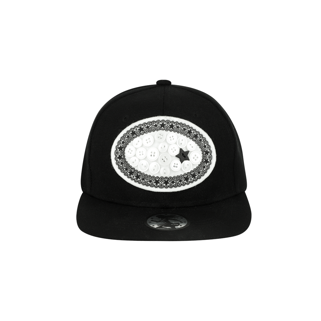 오호스 레이스 버튼 스냅백 블랙(OJOS Lace Button Snapback / Black)