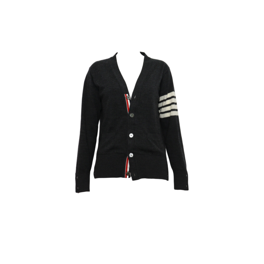 ITSVMMIKKPIJ Thom Browne MKC002A Gray Merino Wool Striped Cardigan for Men