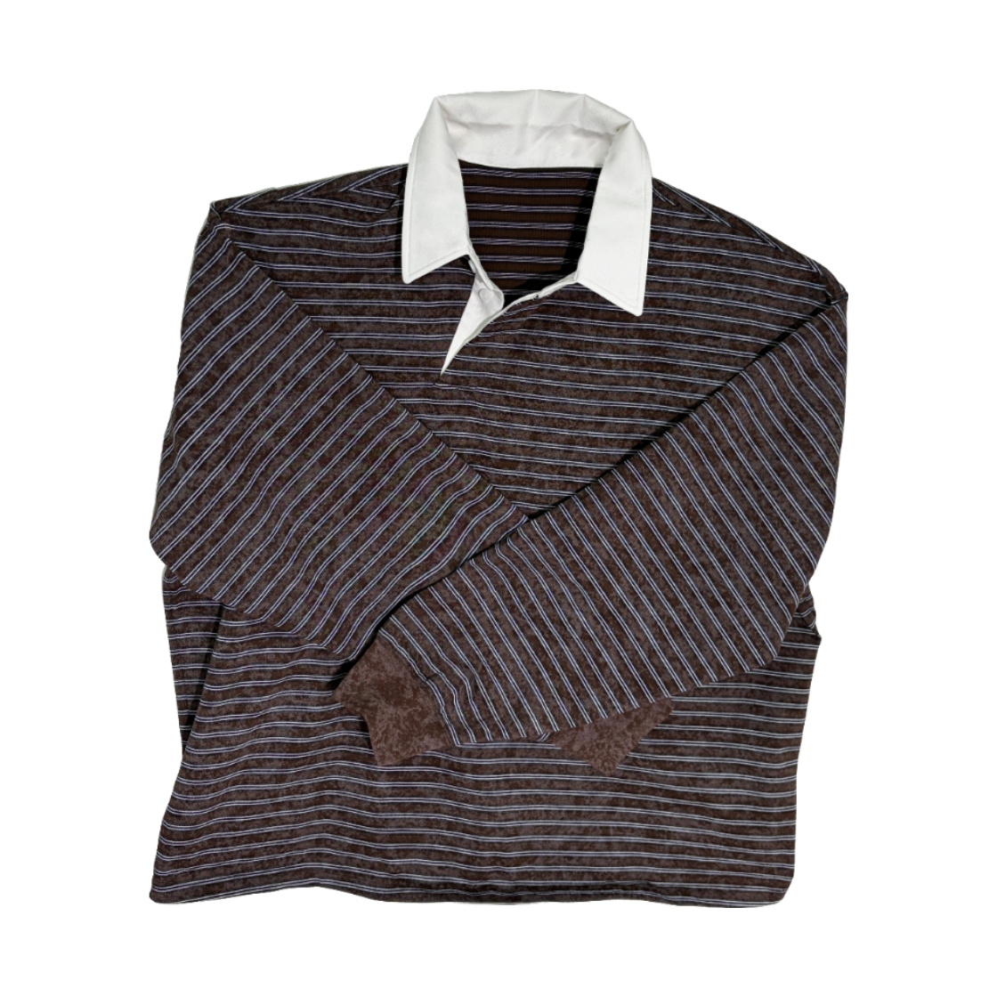 논노드 바이어스 폴로 셔츠 브라운 스트라이프(Nonnod Bias Polo Shirt Brown Stripe)
