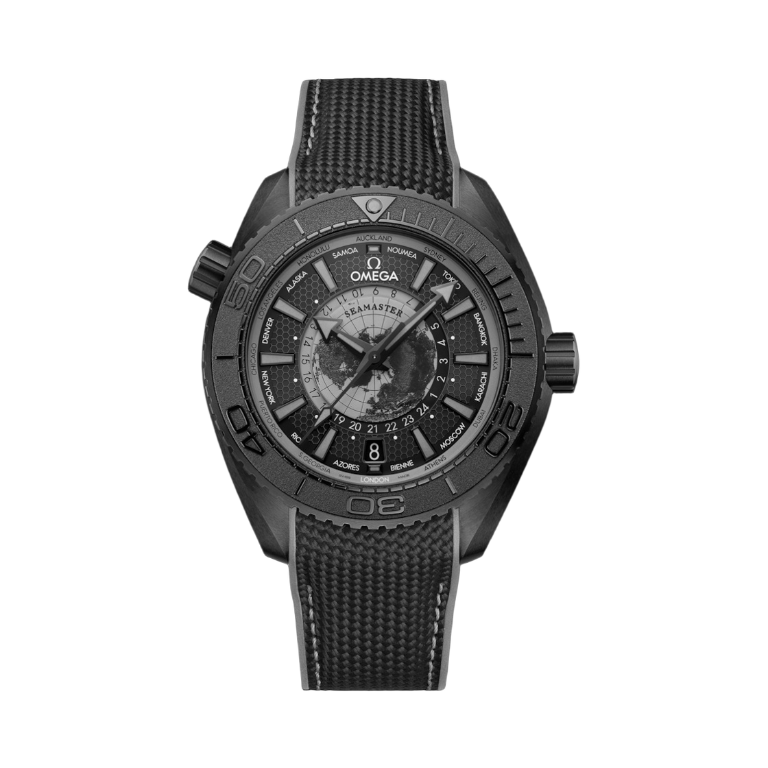 오메가 씨마스터 플래닛 오션 600M 오토매틱 코 액시얼 마스터 크로노미터 45.5mm 블랙 세라믹 러버 스트랩 블랙 (투명 케이스백 버전)(Omega Seamaster Planet Ocean 600M Automatic Co Axial Master Chronometer 45.5mm  Black Ceramic Rubber Strap Black (Transparent Caseback Ver.)) - 1