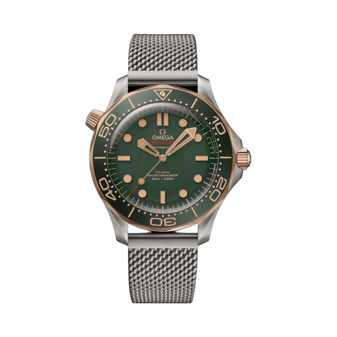 21090422010001 Omega Seamaster Professional Diver 300M Automatic Co Axial Master Chronometer 42mm Titanium Bronze Gold Green (Transparent Caseback Ver.)