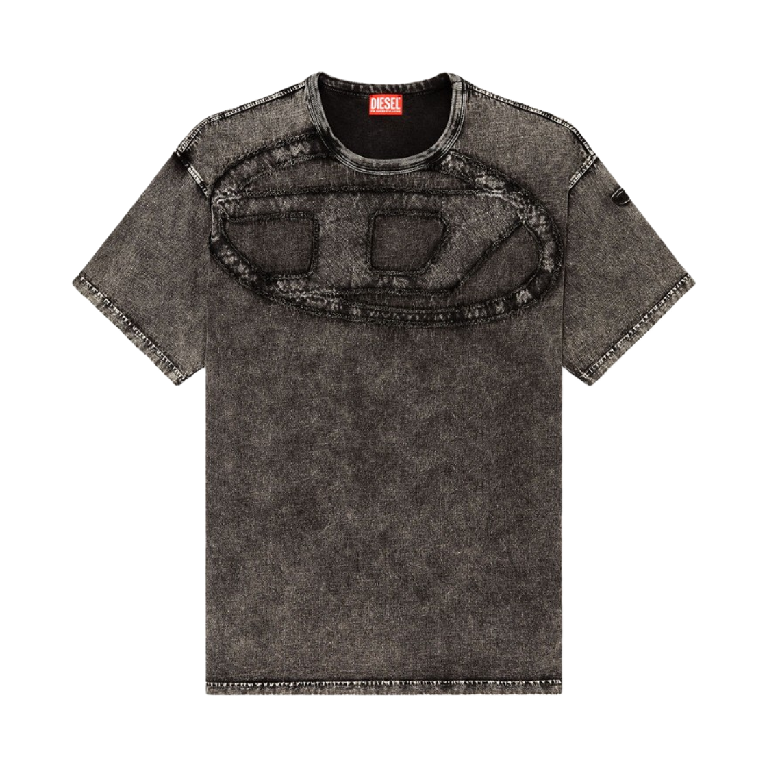 디젤 오발 D 어플리케 릴렉스드 코튼 티셔츠 블랙(Diesel Relaxed Cotton T-Shirt with Oval D Applique Black)