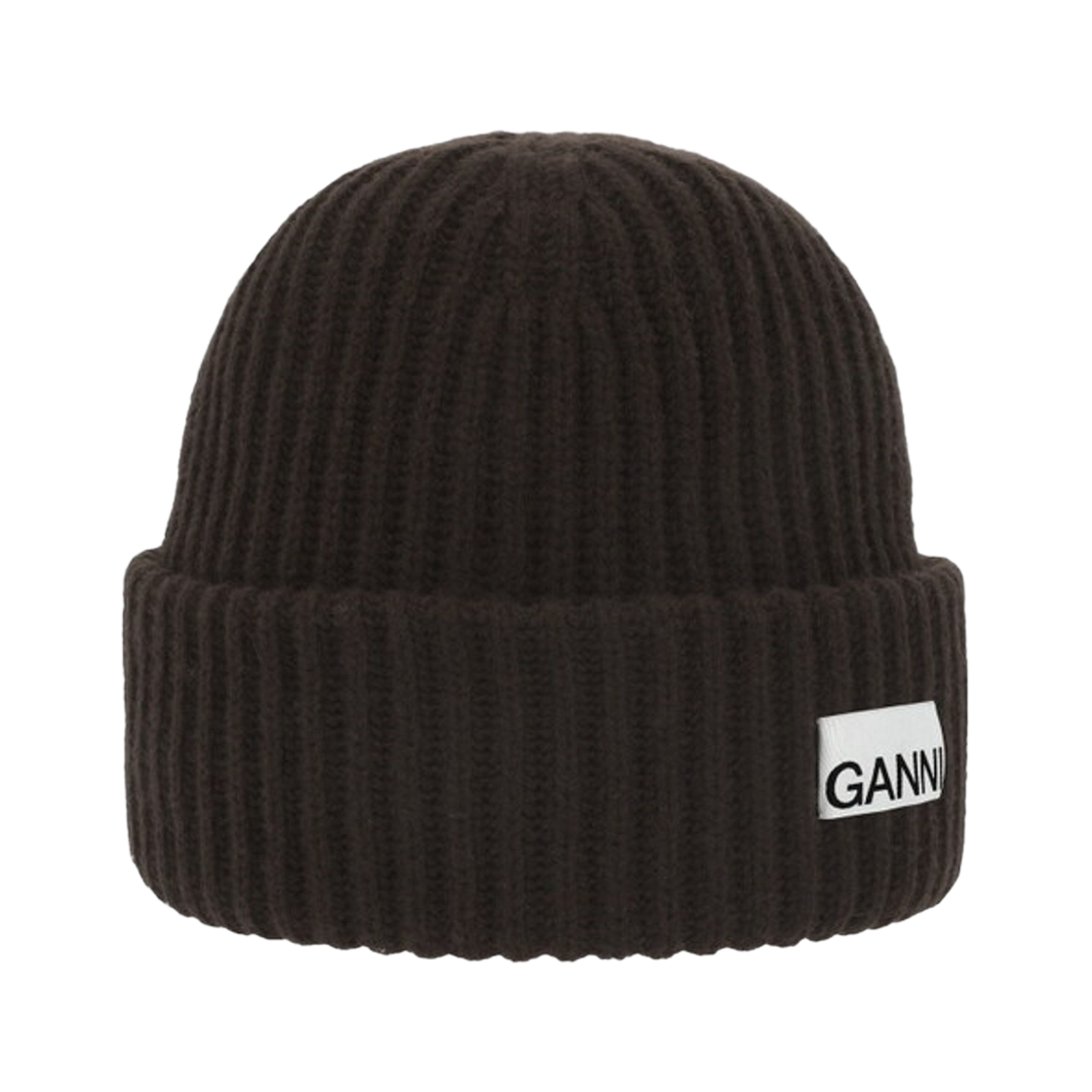 가니 로고 스트럭처드 립 비니 초콜릿 플럼(Ganni Logo Structured Rib Beanie Chocolate Plum) - 1