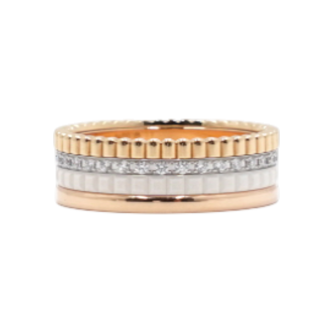 ITJTH7Q4CER5 BOUCHERON JRG01597 18K Gold 0.28 Carat Diamond White Edition Small Quattro Band Ring - Size 14