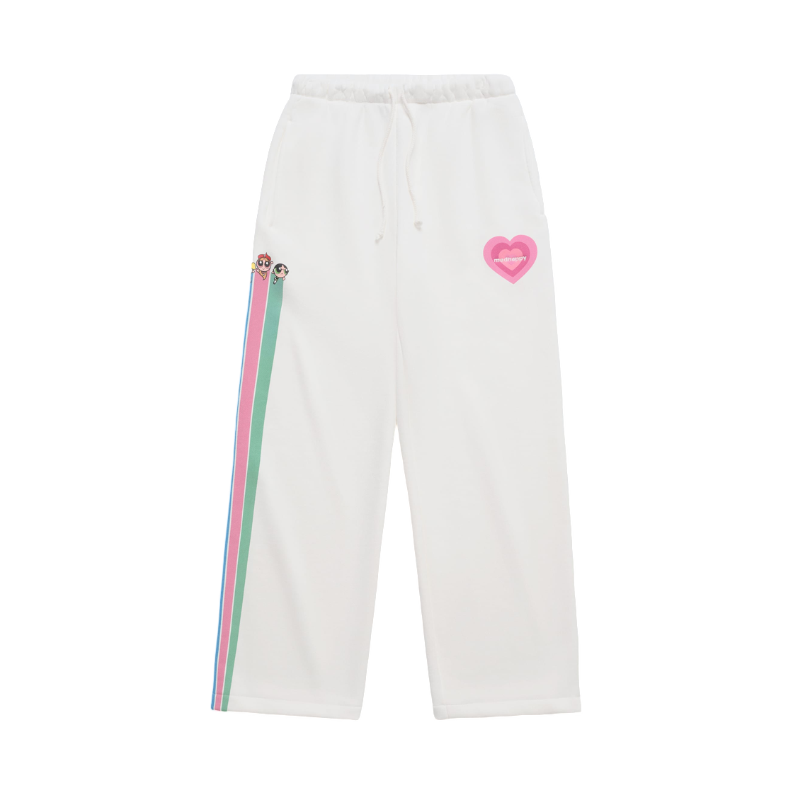 매드해피 x 파워퍼프걸 하트 스트레이트 스웨트팬츠 화이트(Madhappy x The Powerpuff Girls Heart Straight Sweatpant White)