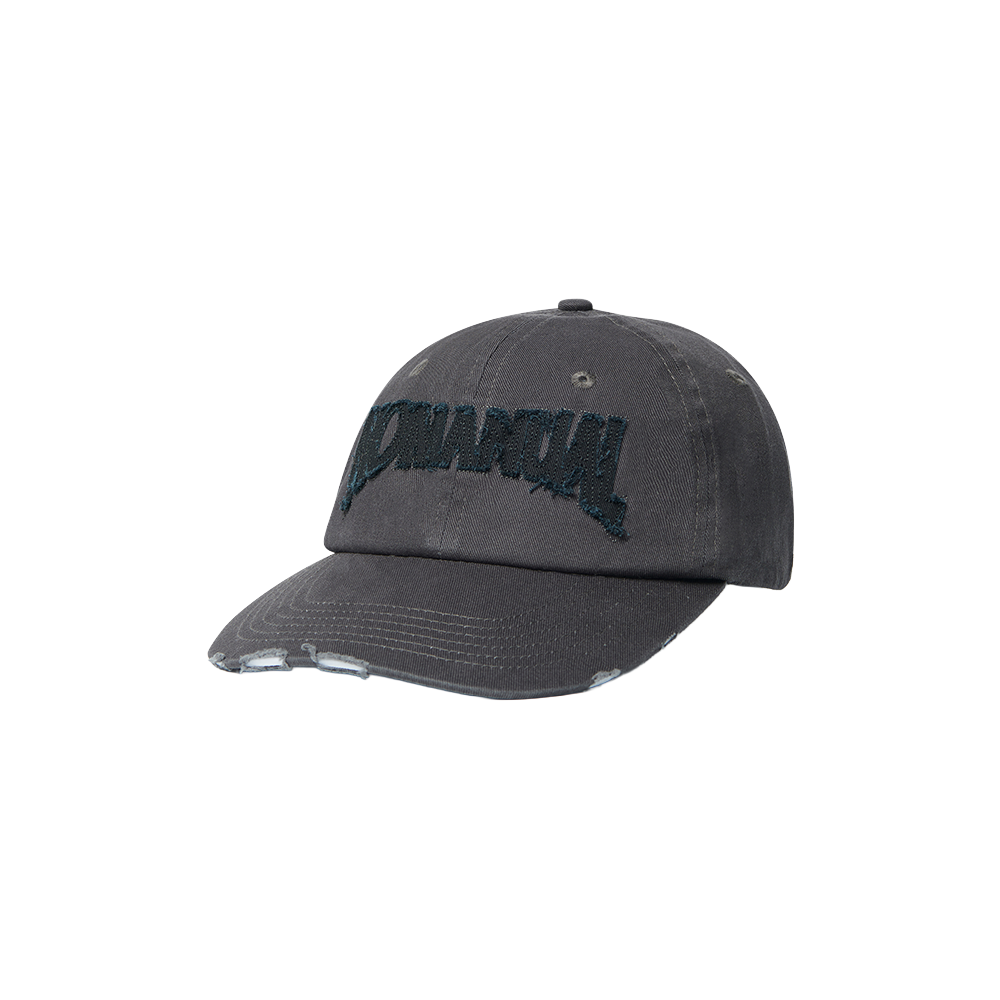 노매뉴얼 M.P 데미지 블랙 캡 차콜(NOMANUAL N.P Damaged Ball Cap Charcoal)