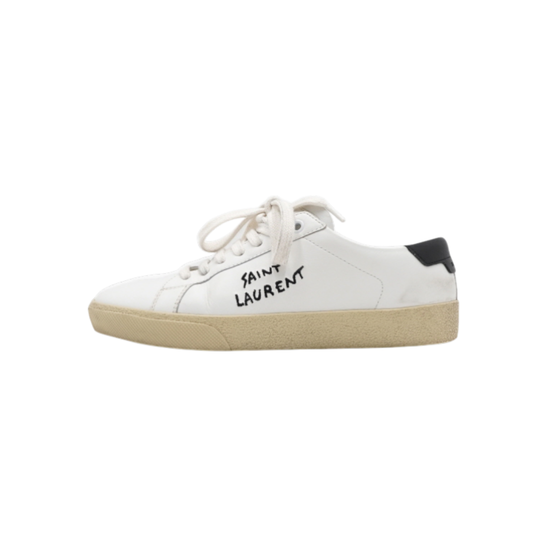 IT2G7BP977LI Saint Laurent Classic Embroidered Leather White Sneakers