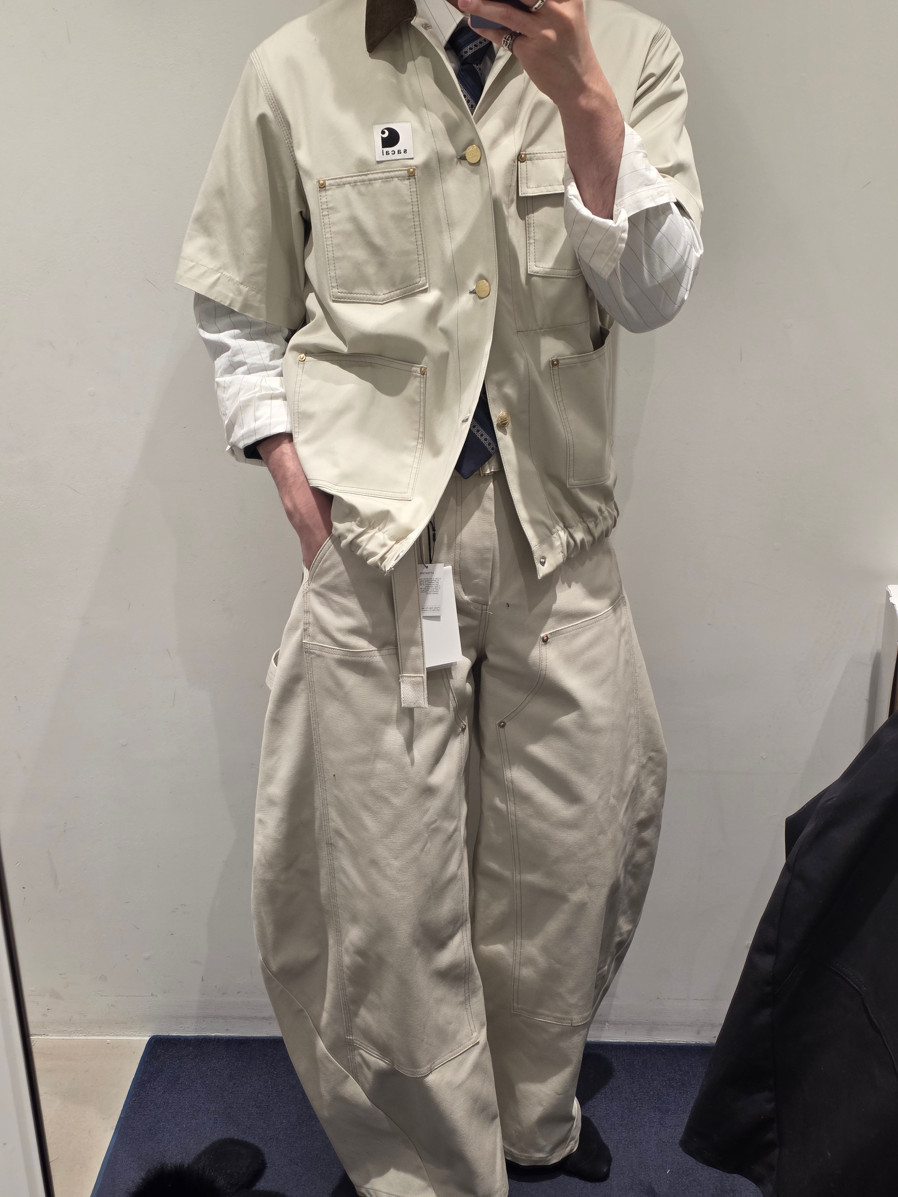 Sacai x Carhartt WIP Nylon Twill X Duck Blouson Sacai Black, Sacai x Carhartt WIP Duck Pants Sacai Black 착용 스타일 - 4