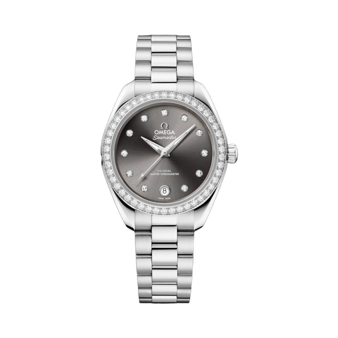 (W) 오메가 씨마스터 아쿠아 테라 150M 오토매틱 코 액시얼 마스터 크로노미터 30mm 스틸 그레이 다이아몬드 (투명 케이스백 버전)((W) Omega Seamaster Aqua Terra 150M Automatic Co Axial Master Chronometer 30mm Steel Grey Diamond (Transparent Caseback Ver.)) - 1