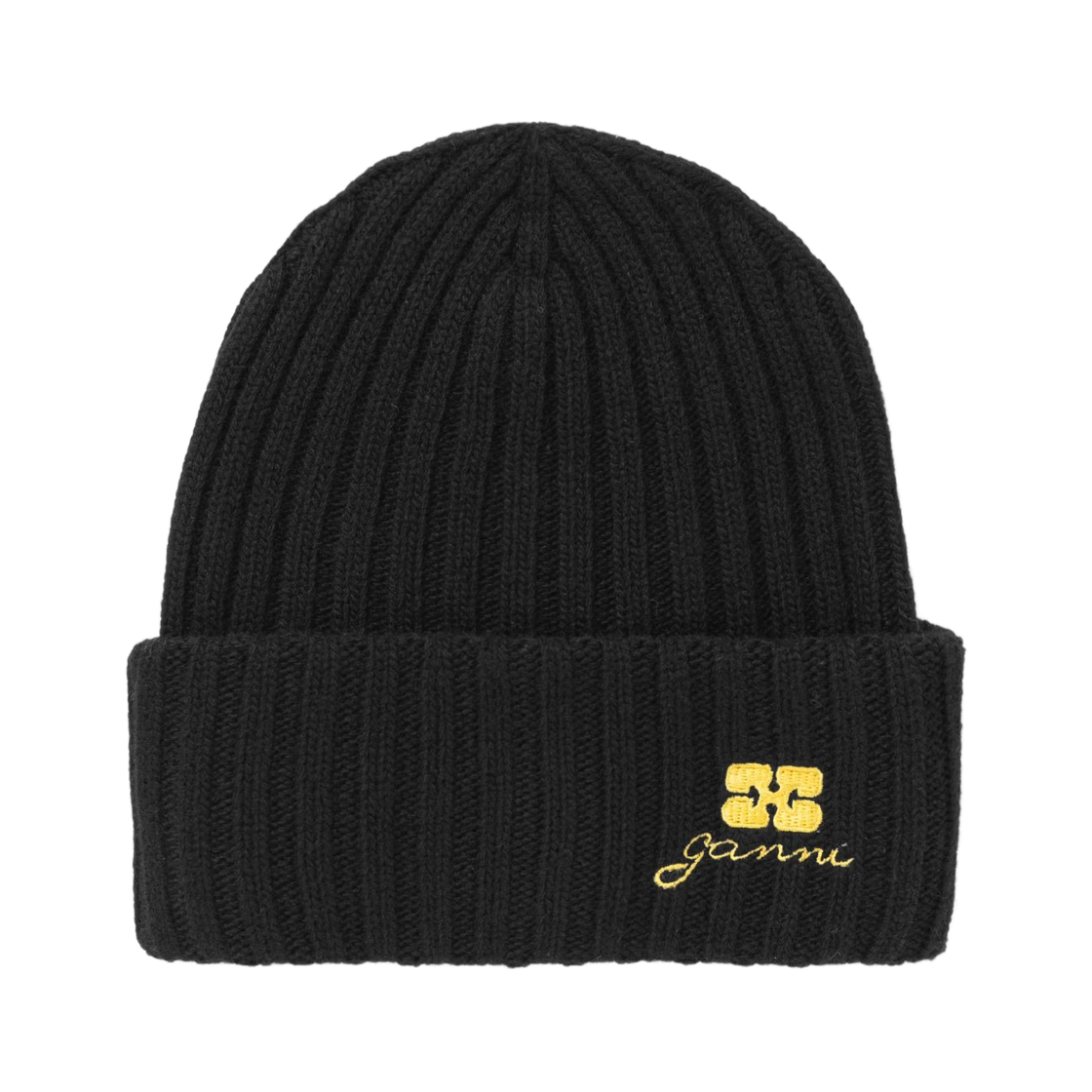 가니 로고 자수 비니 블랙(Ganni Logo Embroidered Beanie Black) - 1