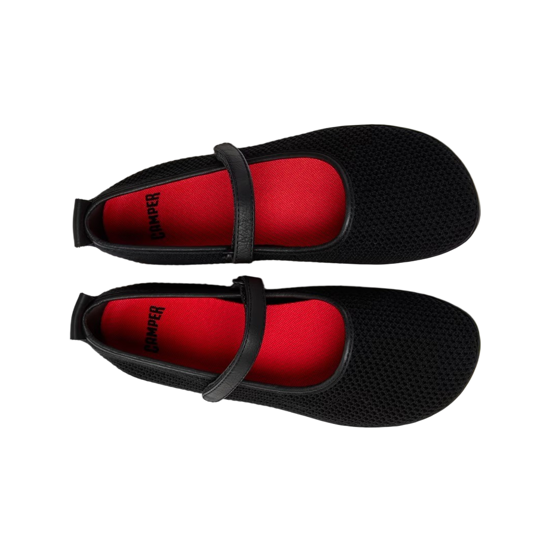 (W) 캠퍼 라이트 니나 텐셀 메쉬 레더 발레리나 블랙((W) Camper Right Nina Tencel Mesh and Leather Ballerinas Black) - 2