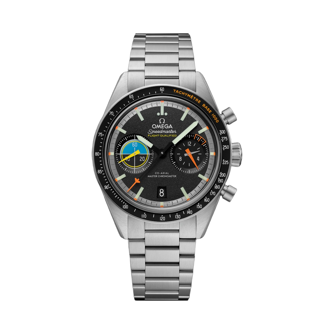 33210415101002 Omega Speedmaster Pilot Flight Qualified Automatic Co Axial Master Chronometer Chronograph 40.85mm Steel Black
