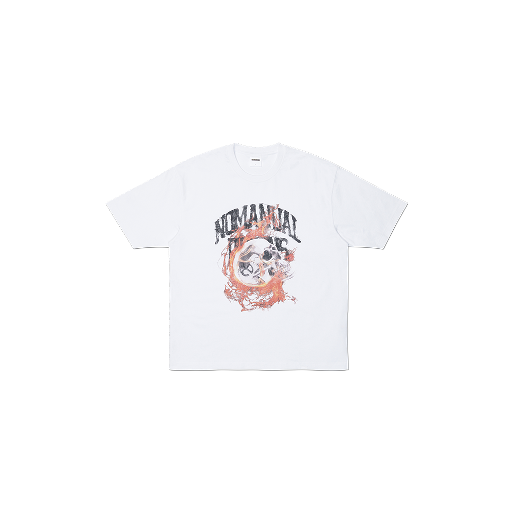 NMSS62TS08WHT NOMANUAL Blazing Skull T-shirt White