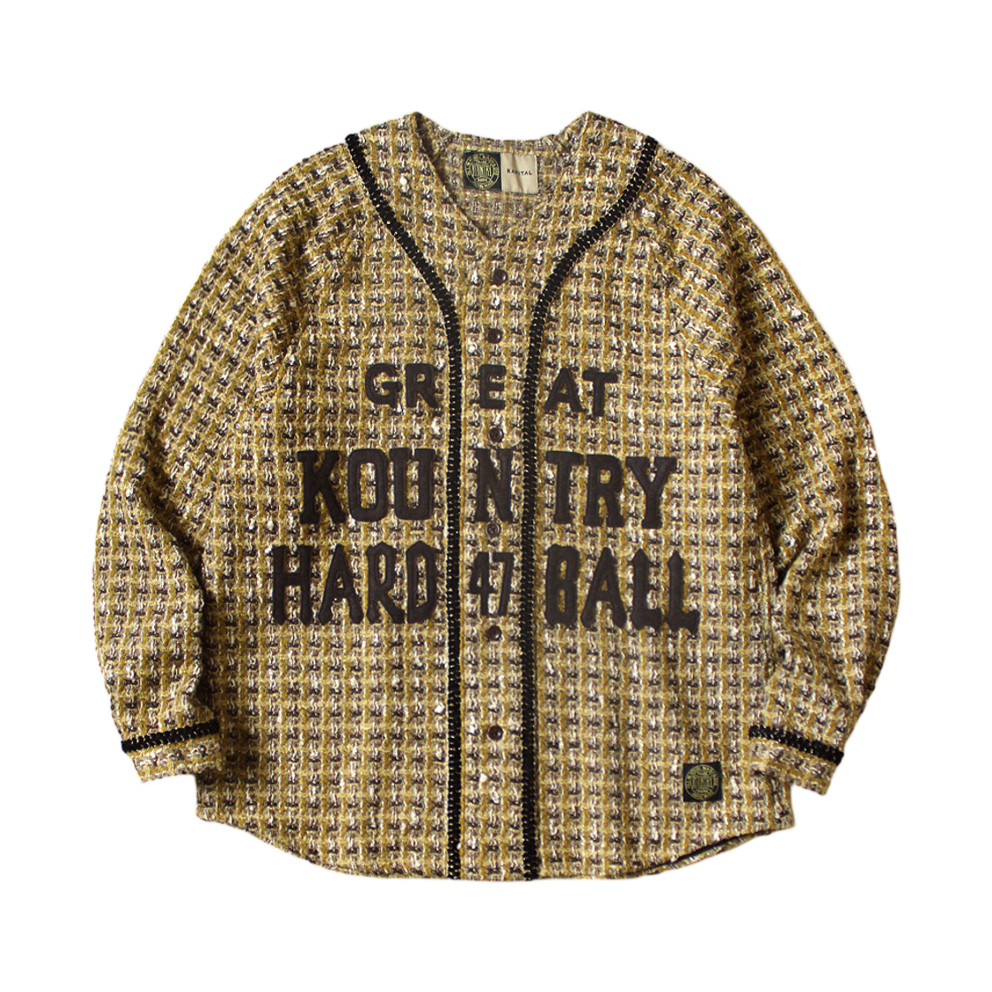 캐피탈 팬시 트위드 그레이트 컨트리 베이스볼 롱슬리브 셔츠 옐로우(Kapital Fancy Tweed Great Kountry Baseball Long Sleeve Shirt Yellow) - 1