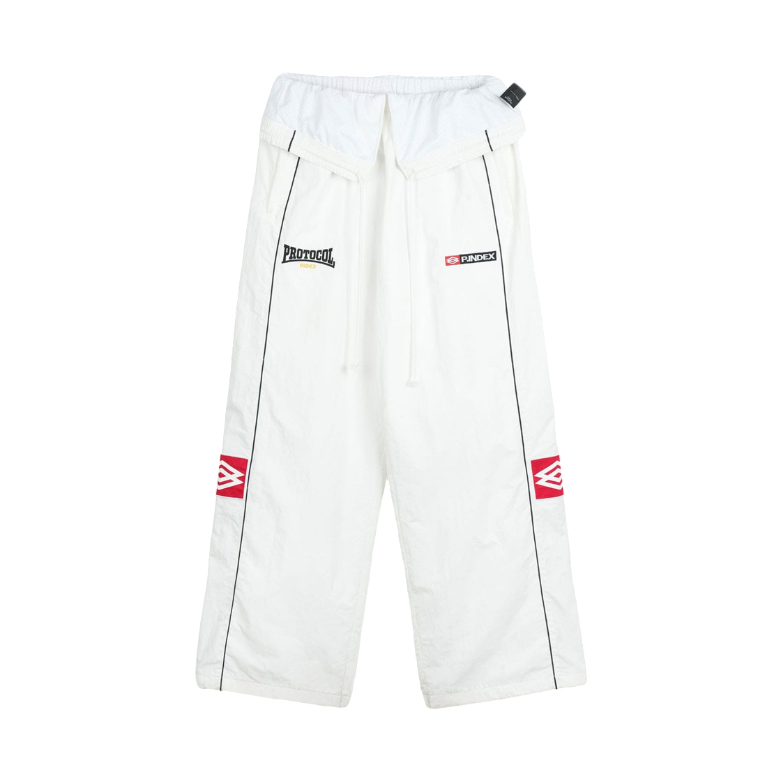 프로토콜 인덱스 폴디드 웨이스트 트랙 팬츠 화이트(Protocol Index Folded Waist Track Pants White)