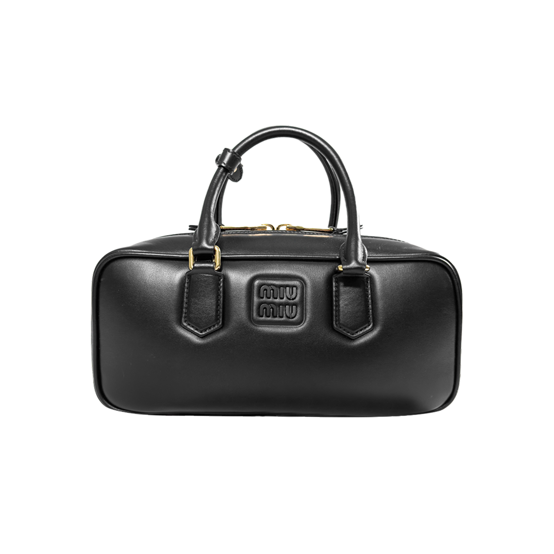 ITO8CHTSDK9I Miu Miu Women's Arcadia Leather Large Top Handle Tote Bag in Black