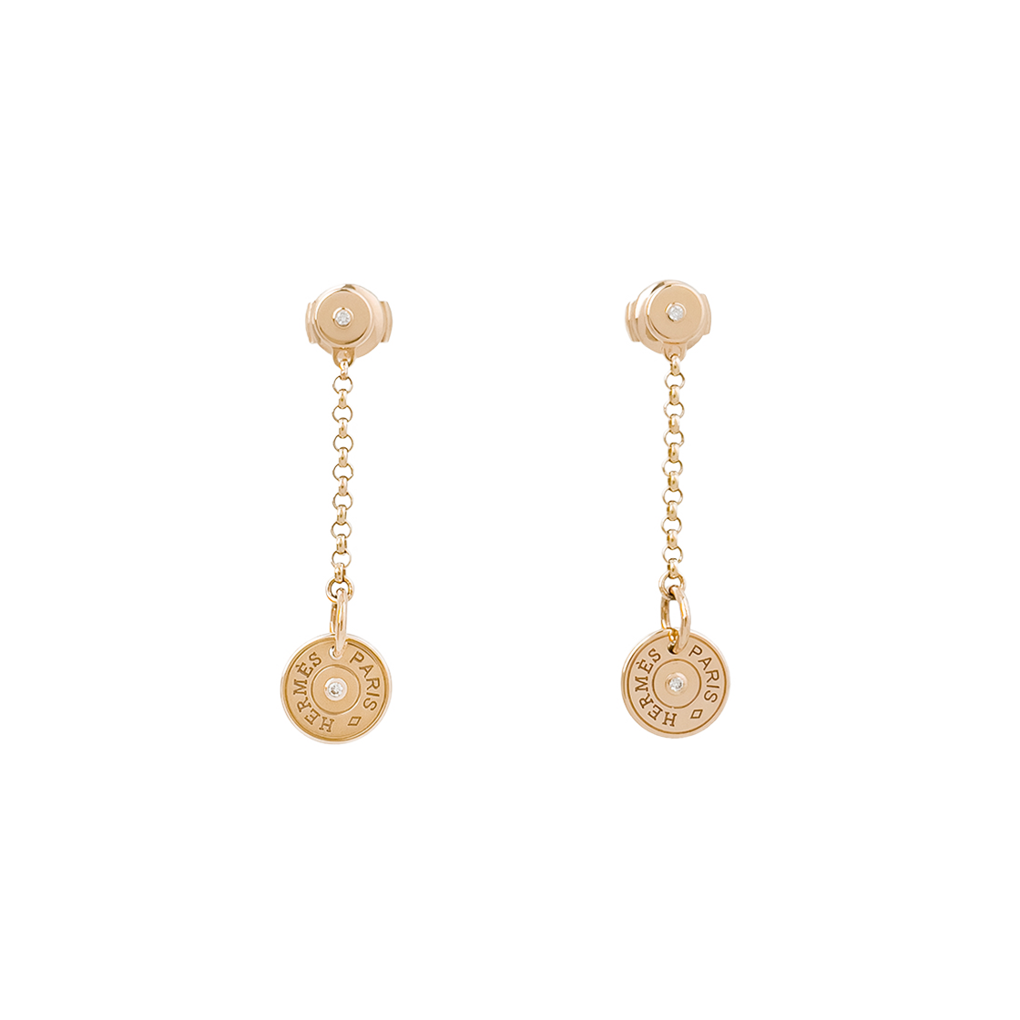 IT2LW9QMQWNM Hermes Gambade Earrings in 18K Rose Gold with Diamonds