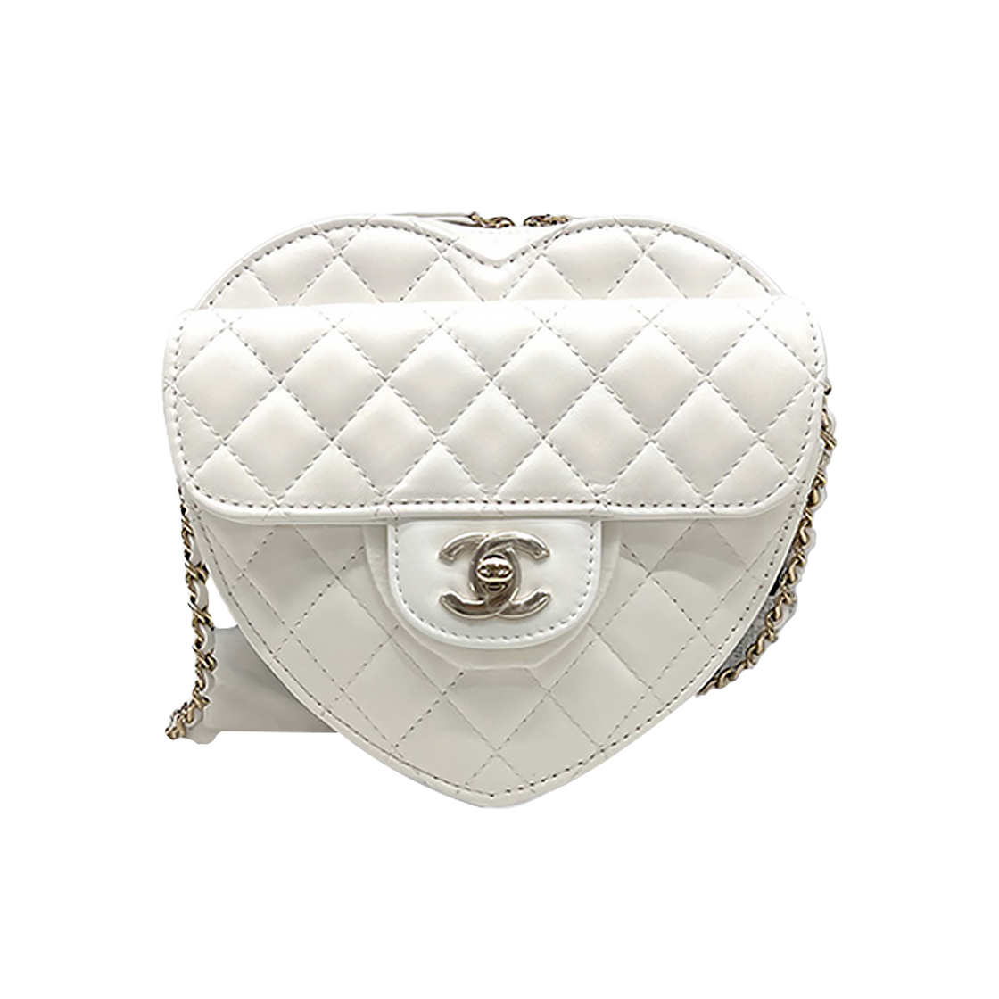 ITNV9V6KQWOL Chanel Heart Bag Large Lambskin White