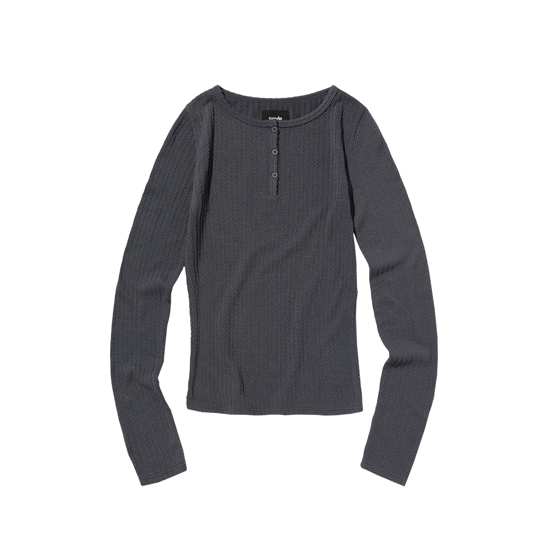 스웨이드 케이블 헨리넥 차콜 그레이(Suade Cable Henley Neck Charcoal Gray)