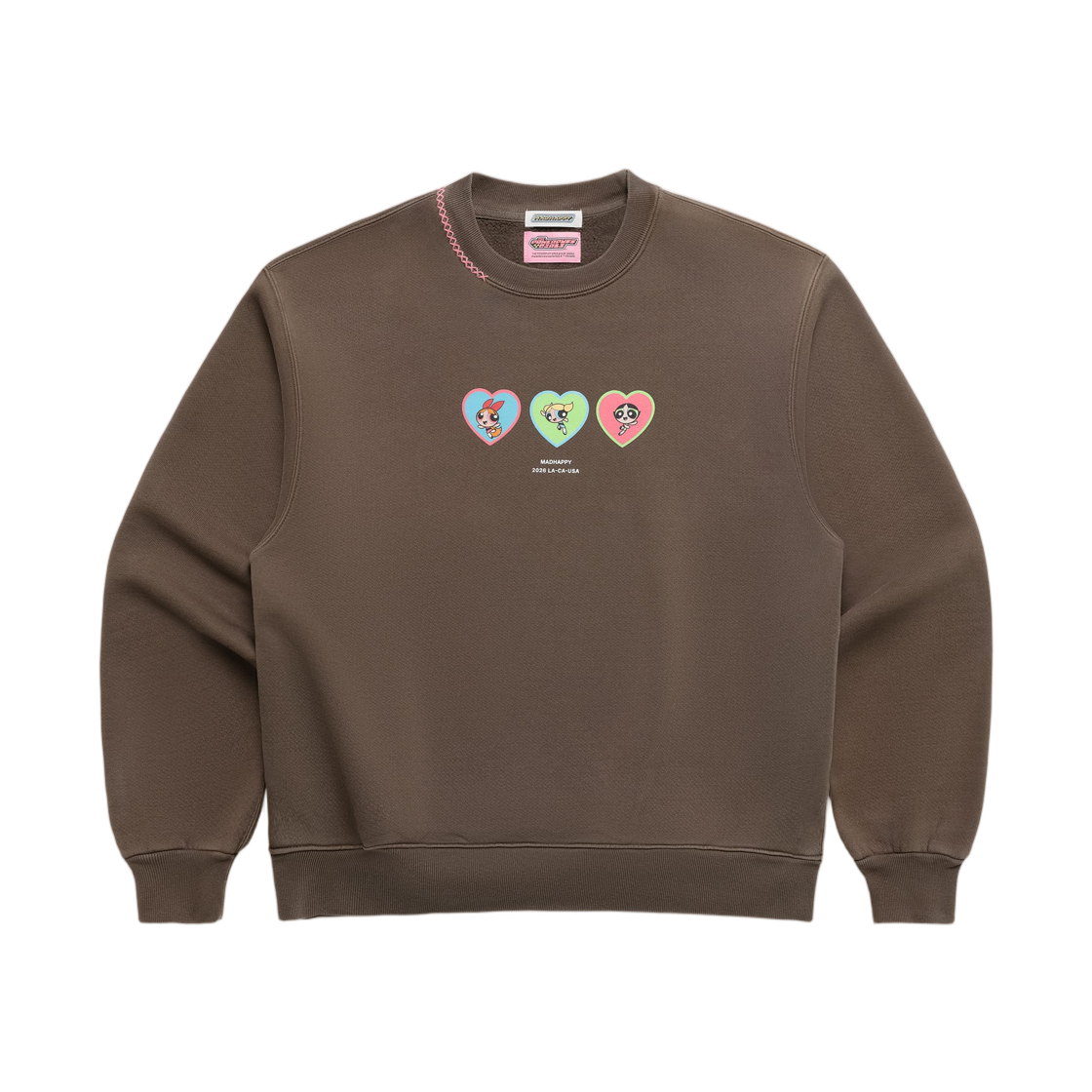 UK01002385 Madhappy x The Powerpuff Girls Three Hearts Crewneck Cedar